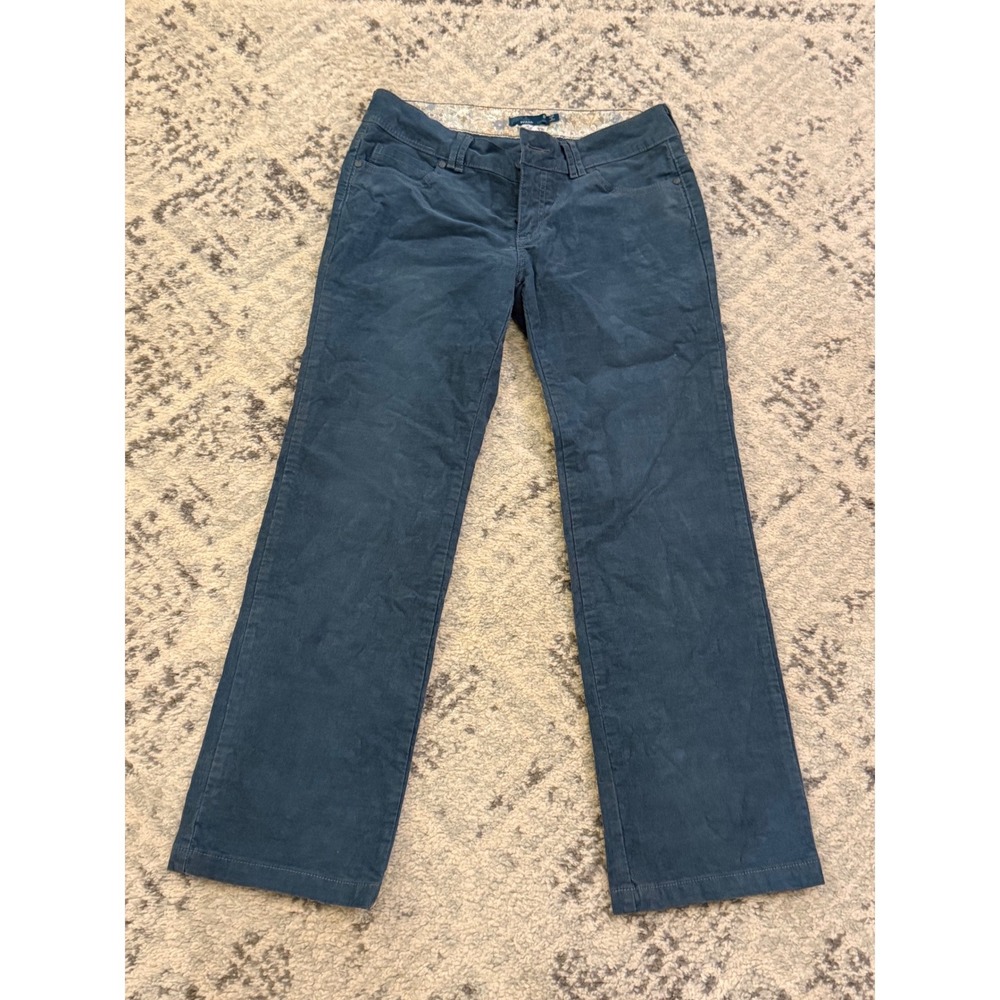Prana Kara Corduroy Pants Womens 8 Short Inseam Teal Blue Straight Leg Outdoor